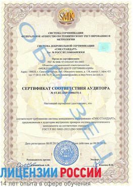 Образец сертификата соответствия аудитора №ST.RU.EXP.00006191-1 Комсомольск-на-Амуре Сертификат ISO 50001